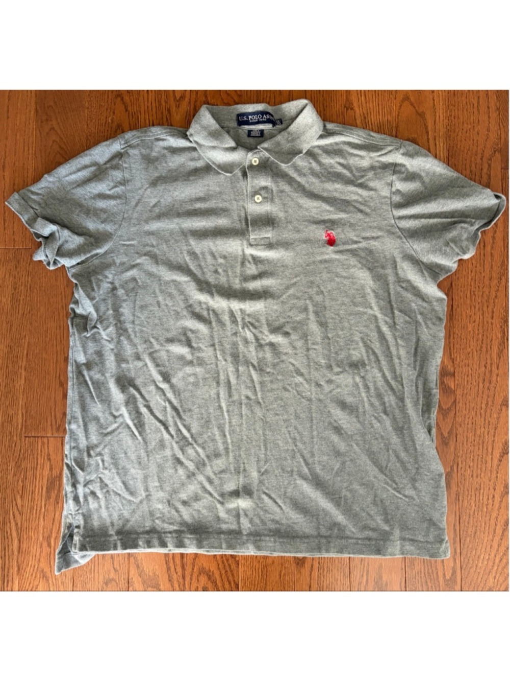 Men's U.S. Polo Assn. Gray Red Polo Shirt XL